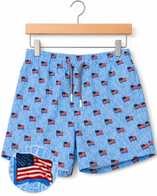 Liberty Flag Swim Trunks - Blue