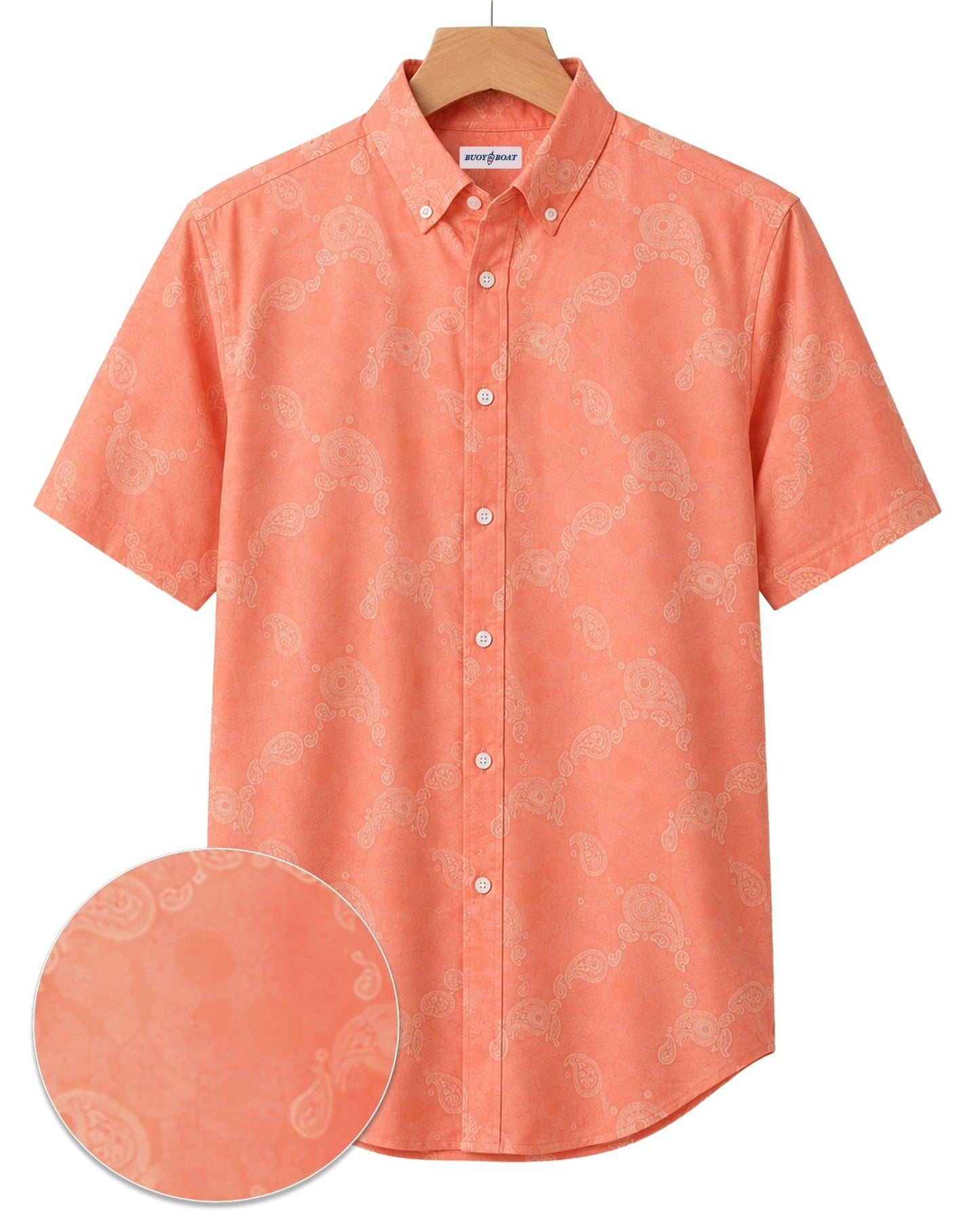 Paisley Skull Woven Shirt - Coral - Buoy & Boat - Boji - Coral