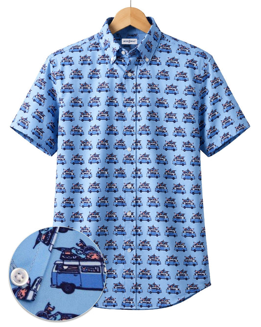 Hippie Van Woven Shirt - Blue - Buoy & Boat - Boji - Blue