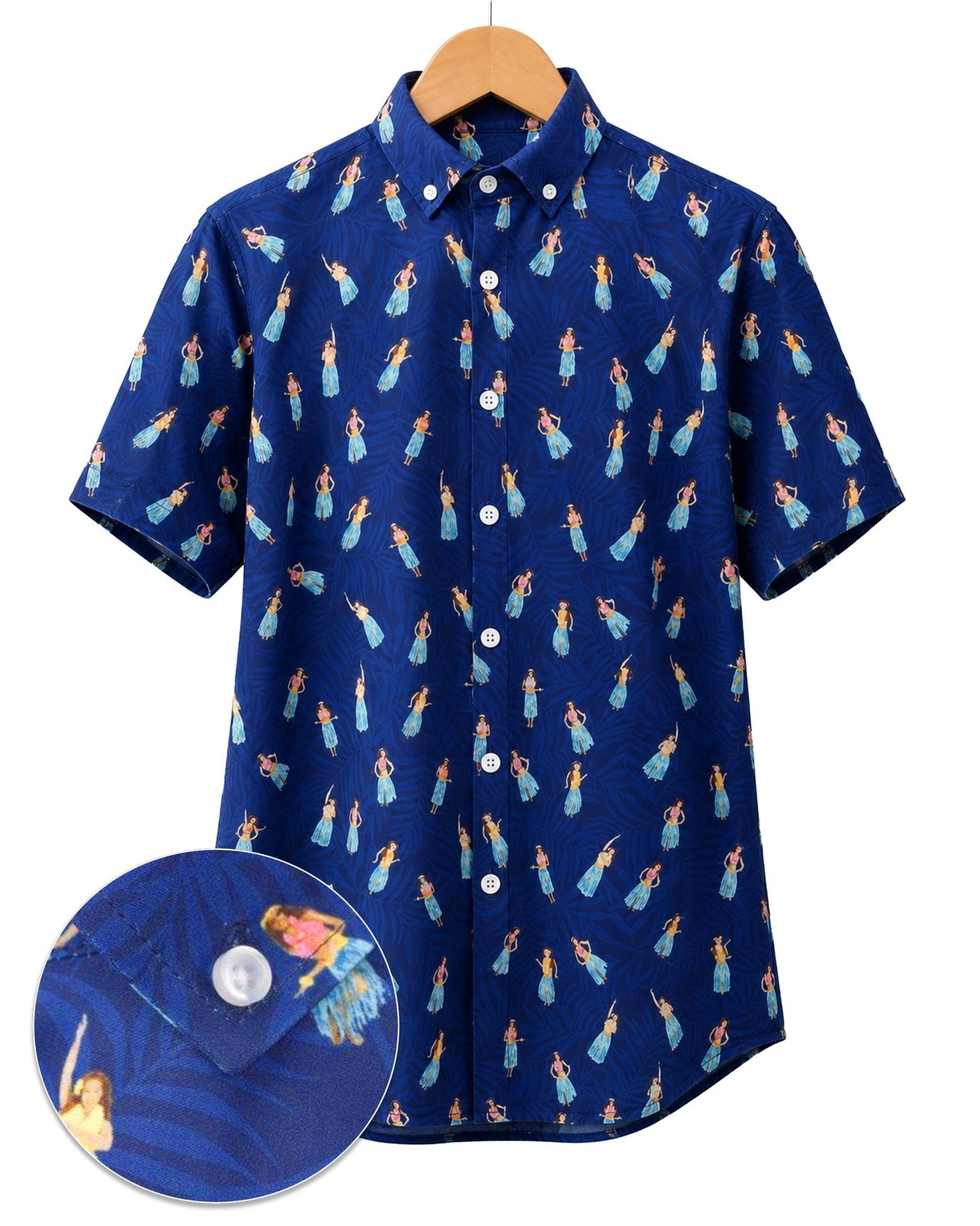 Hula Babes Woven Shirt - Buoy & Boat - Short Sleeve Performance Button Down - Blue