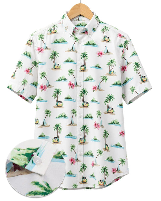 Surf Island Woven Shirt - White - Buoy & Boat - Short Sleeve Performance Button Down - White