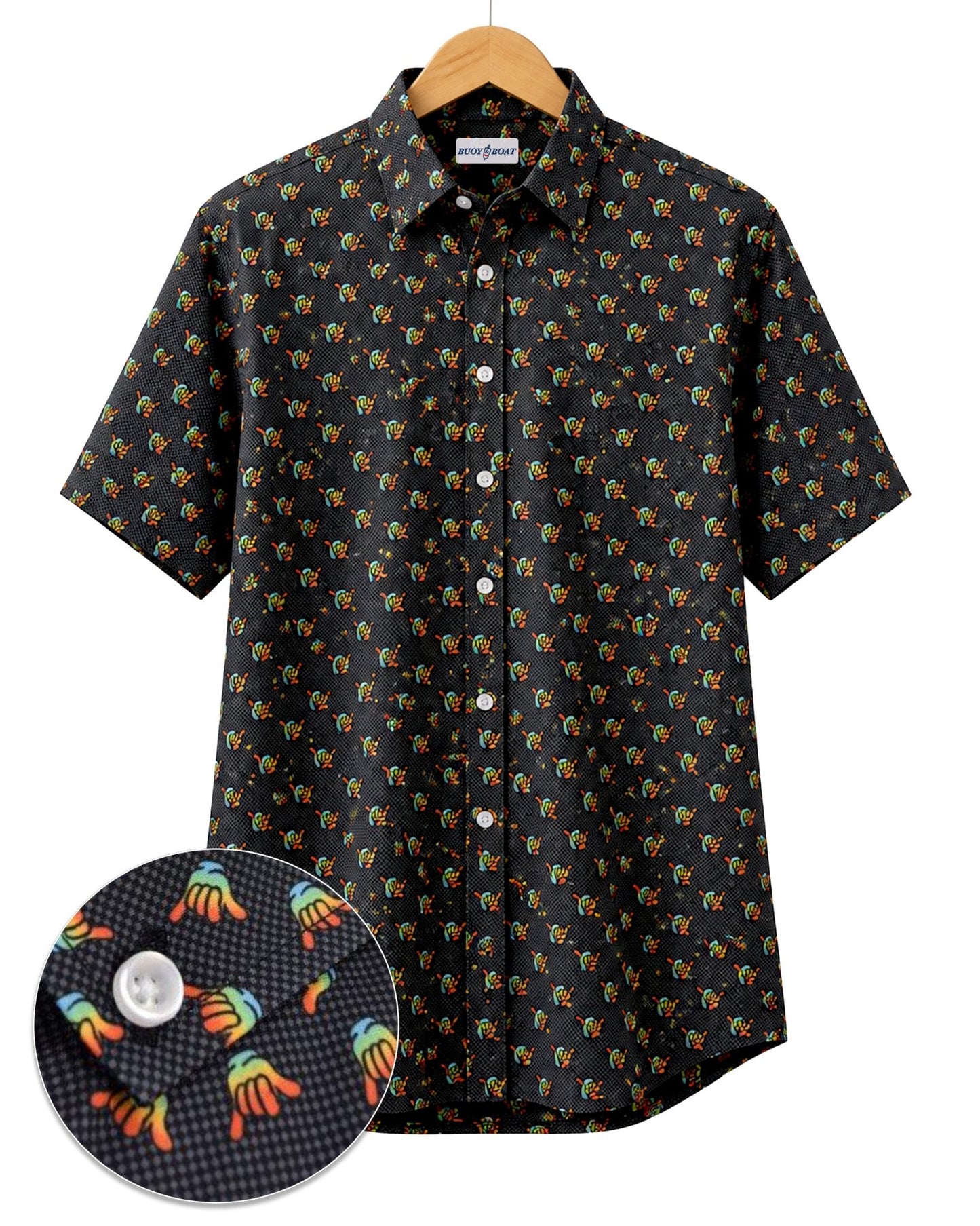 Hang Loose Woven Shirt - Black - Buoy & Boat - Short Sleeve Performance Button Down - Black
