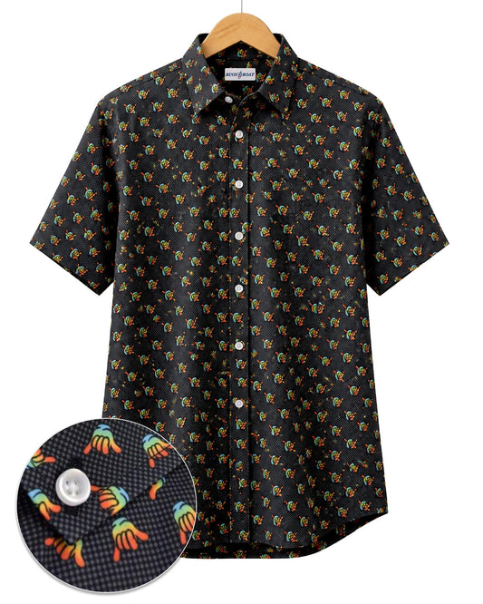Hang Loose Woven Shirt - Black - Buoy & Boat - Short Sleeve Performance Button Down - Black