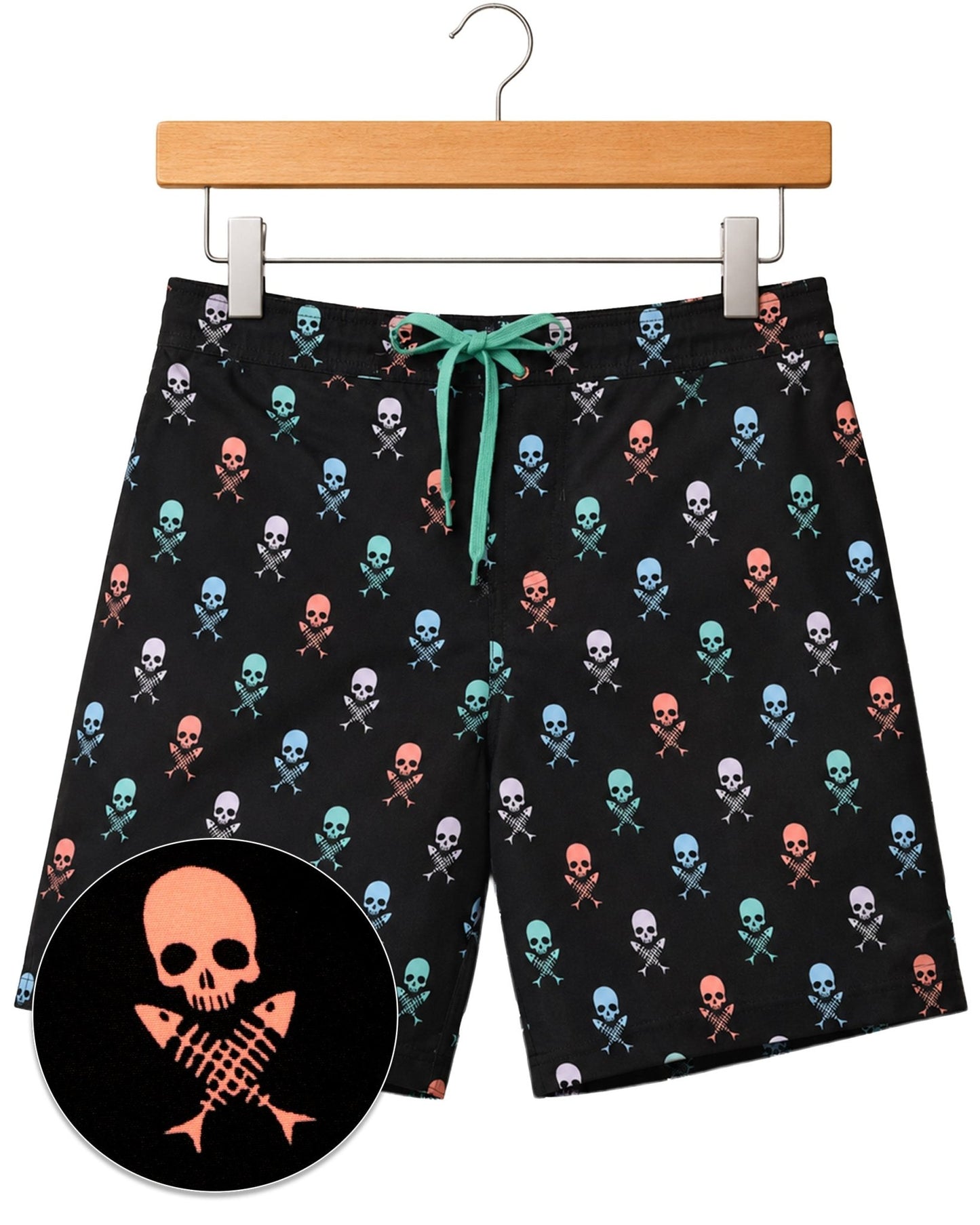 Skulls & Fish Bones Boardshorts - Buoy & Boat - Swim Trunks - Black