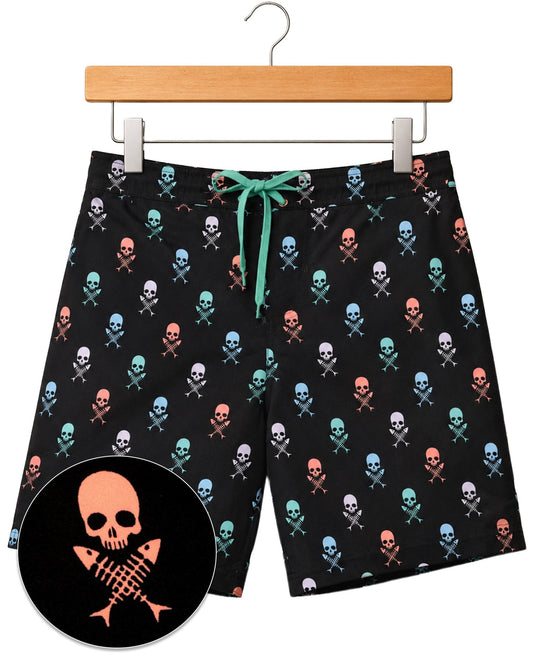 Skulls & Fish Bones Boardshorts - Buoy & Boat - Swim Trunks - Black