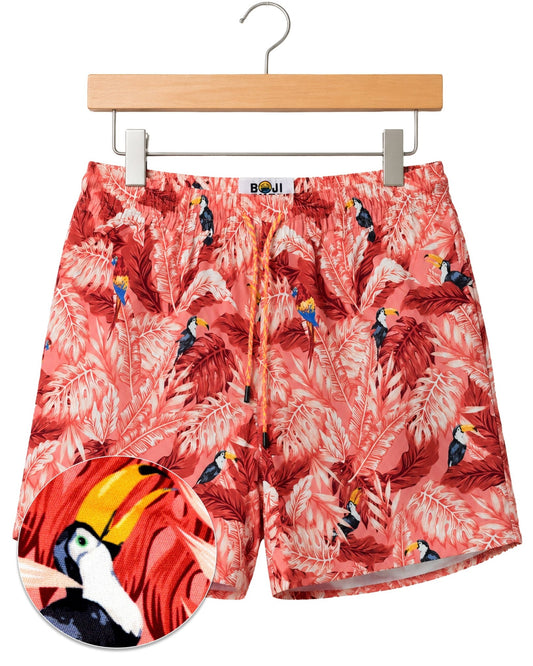 Tropical Birds Swim Trunks - Coral - Buoy & Boat - Swim Trunks - Coral