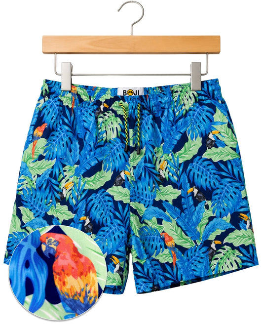 Tropical Birds Swim Trunks - Blue - Buoy & Boat - Swim Trunks - Blue