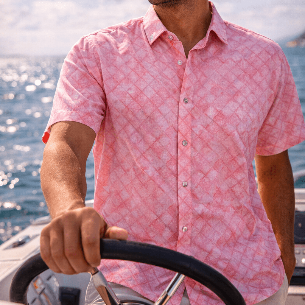 Oxford Diamonds Woven Shirt - Buoy & Boat - Short Sleeve Woven - Pink