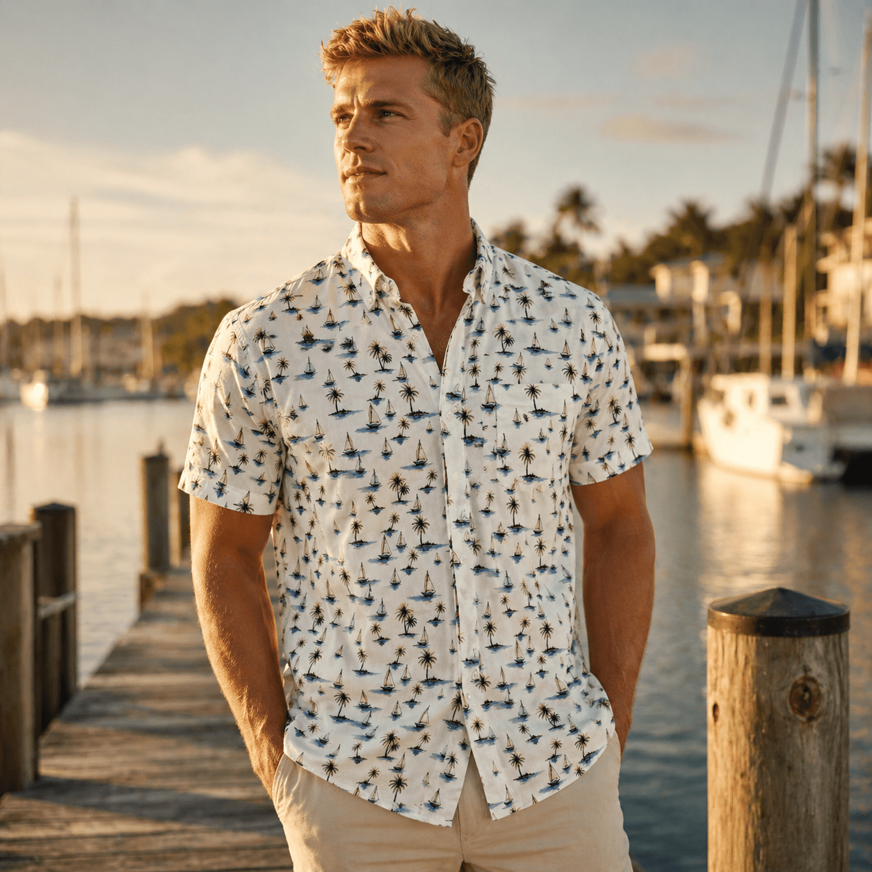 Sail Away Woven Shirt - Buoy & Boat - Short Sleeve Woven - White
