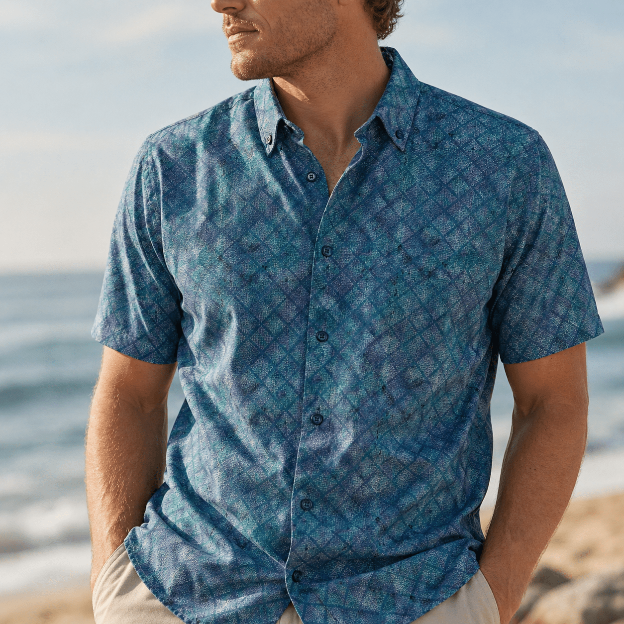 Oxford Diamonds Woven Shirt - Buoy & Boat - Short Sleeve Woven - teal