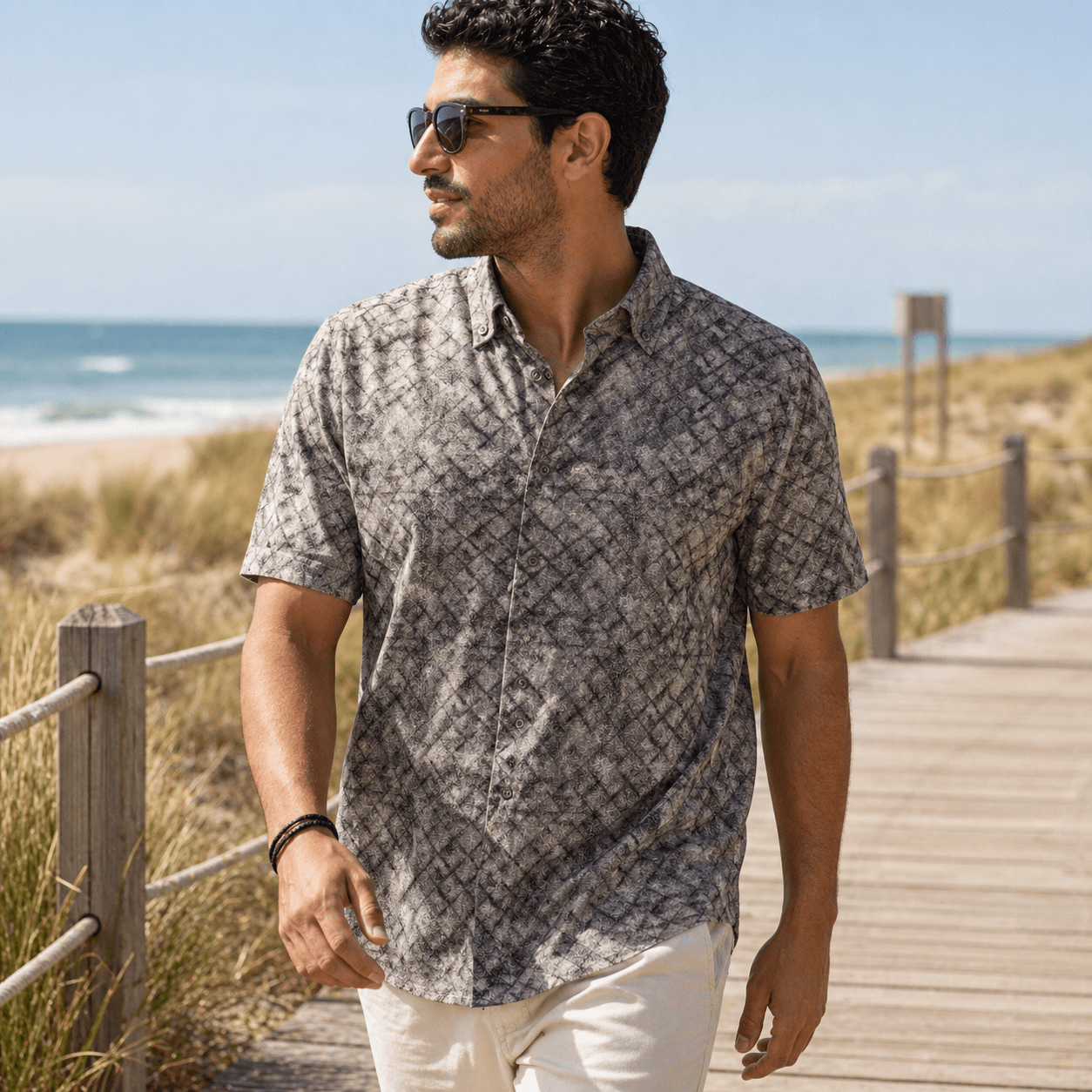 Oxford Diamonds Woven Shirt - Buoy & Boat - Short Sleeve Woven - tan