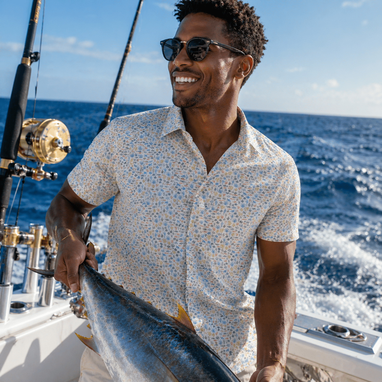 Marine Life Woven Shirt - Buoy & Boat - Short Sleeve Woven - White