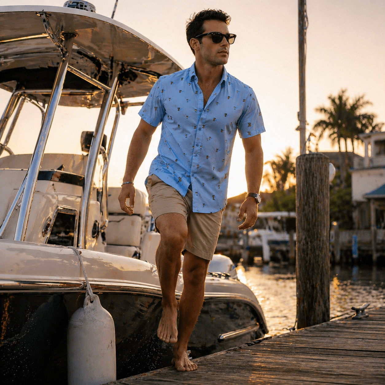 Cocktail Hour Woven Shirt - Buoy & Boat - Short Sleeve Woven - Blue