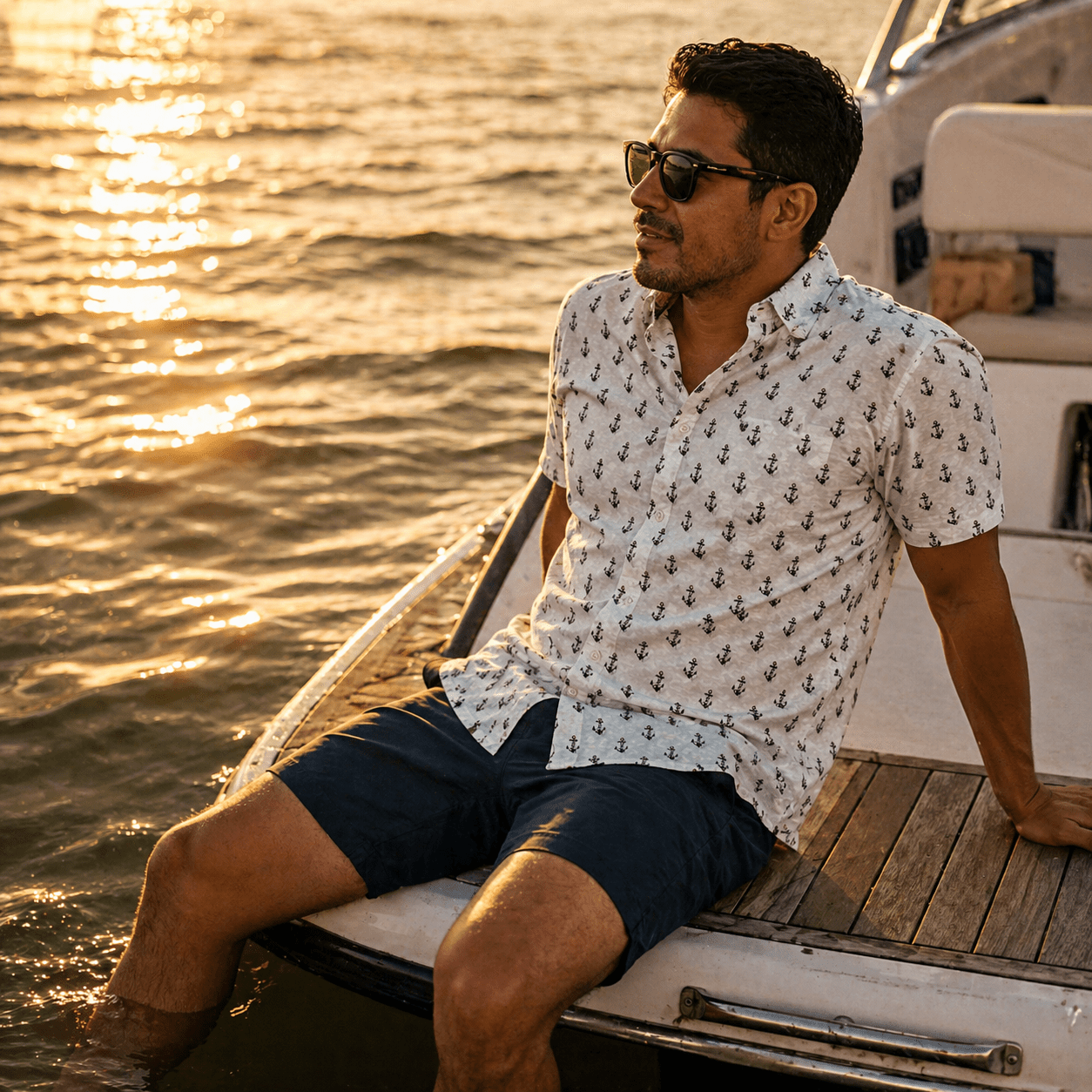 Anchors and Flags Woven Shirt - Buoy & Boat - Short Sleeve Woven - 