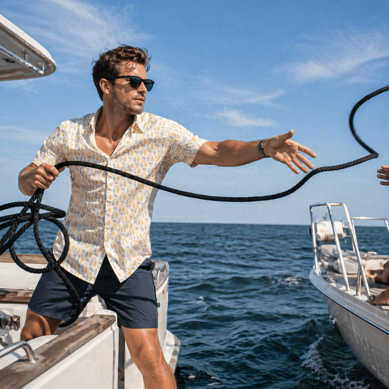 Surfboard Woven Shirt - Buoy & Boat - Short Sleeve Woven - White