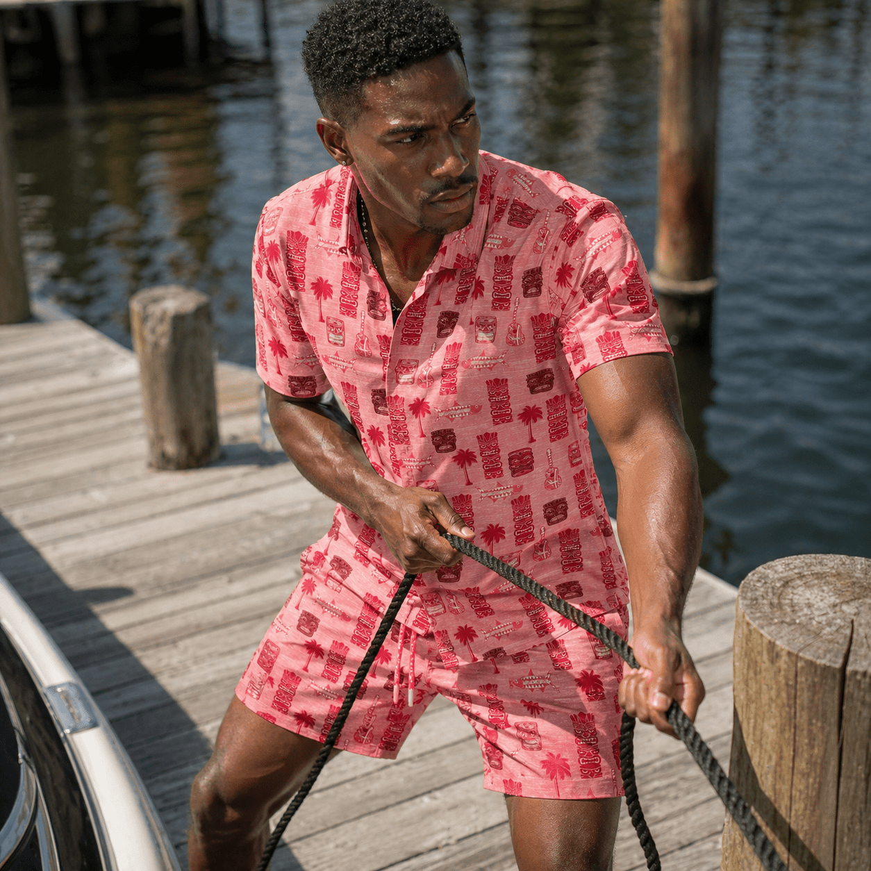 Tiki Totum Swim Trunks - Buoy & Boat - Swim Trunks - Coral