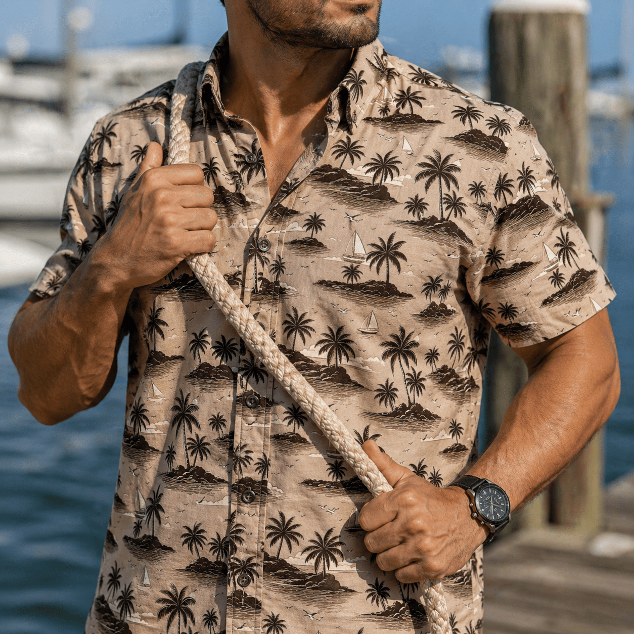 My Isle Woven Shirt - Buoy & Boat - Short Sleeve Woven - khaki
