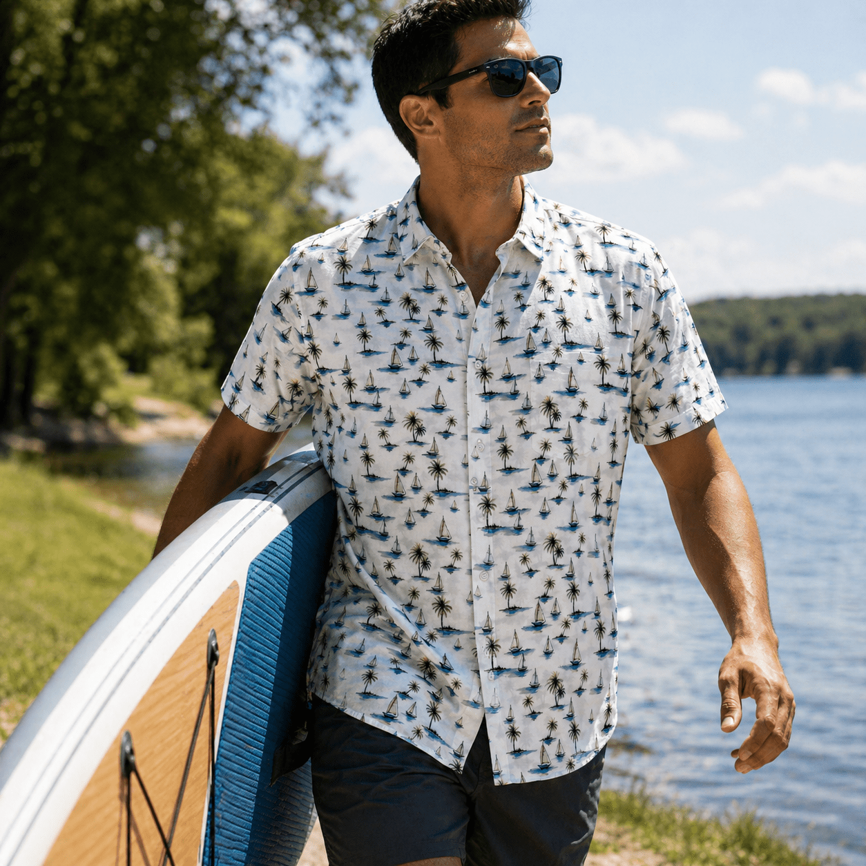Sail Away Woven Shirt - Buoy & Boat - Short Sleeve Woven - White