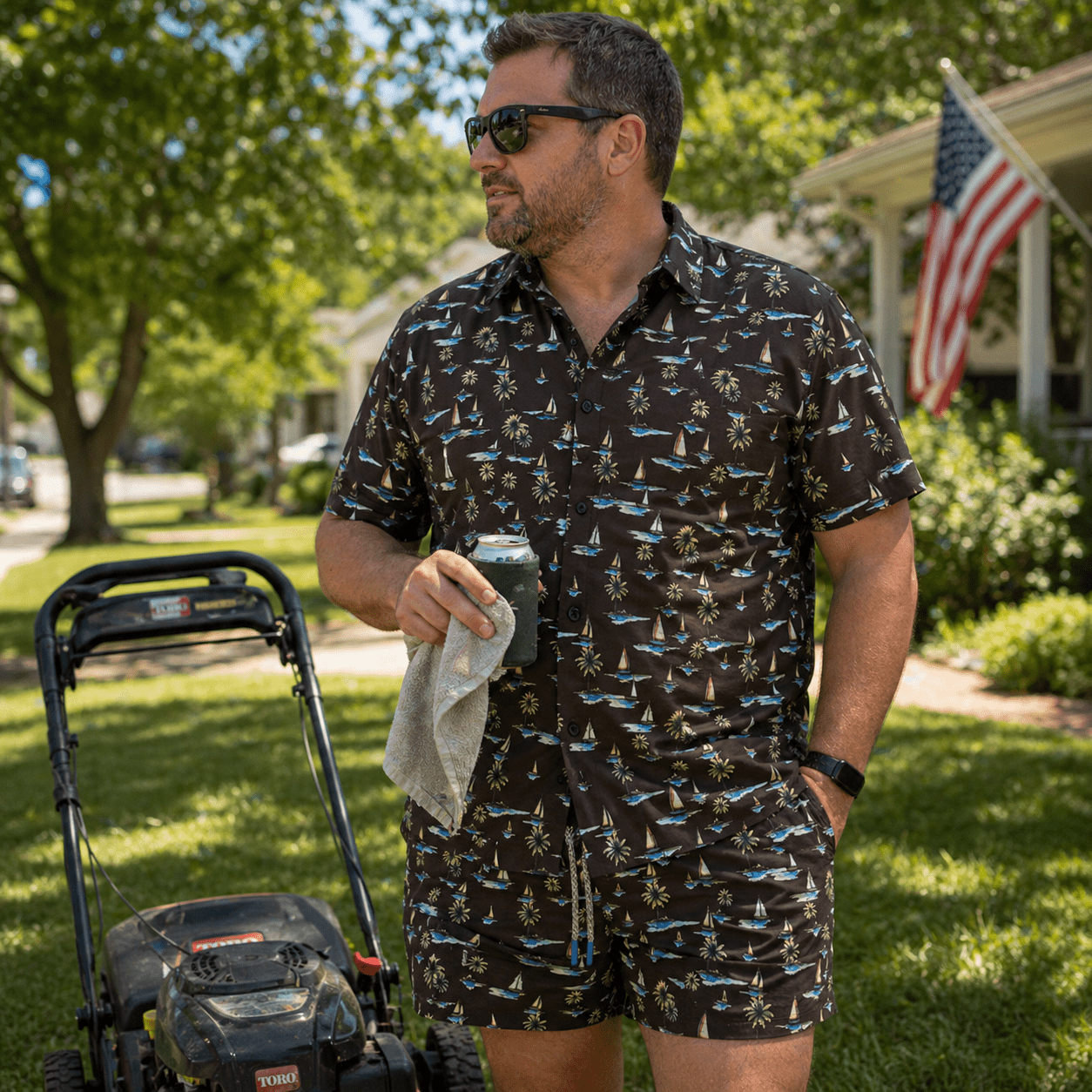 Sail Away Woven Shirt - Buoy & Boat - Short Sleeve Woven - Black