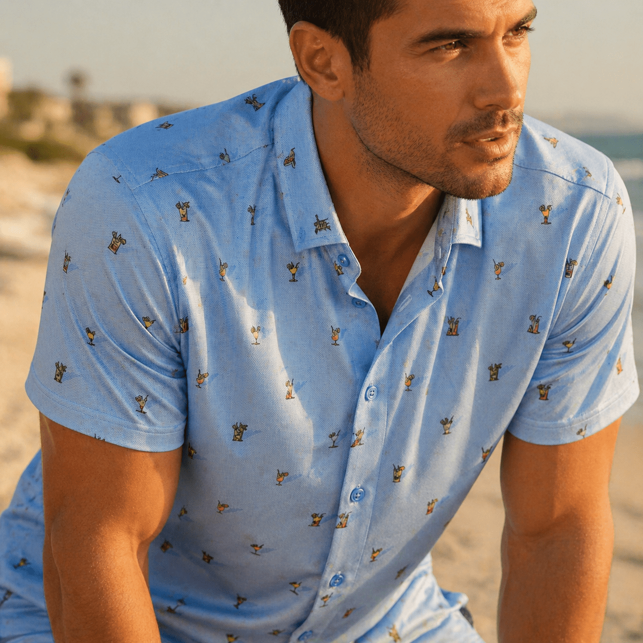 Cocktail Hour Woven Shirt - Buoy & Boat - Short Sleeve Woven - Blue