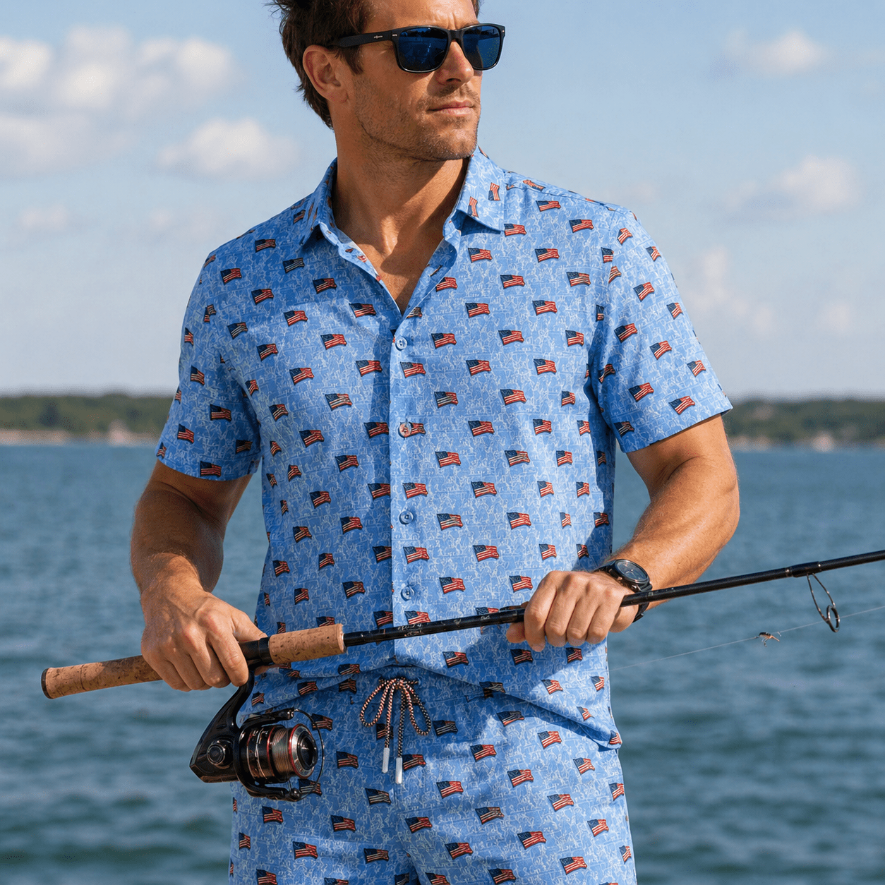 Liberty Flag Woven Shirt – Blue