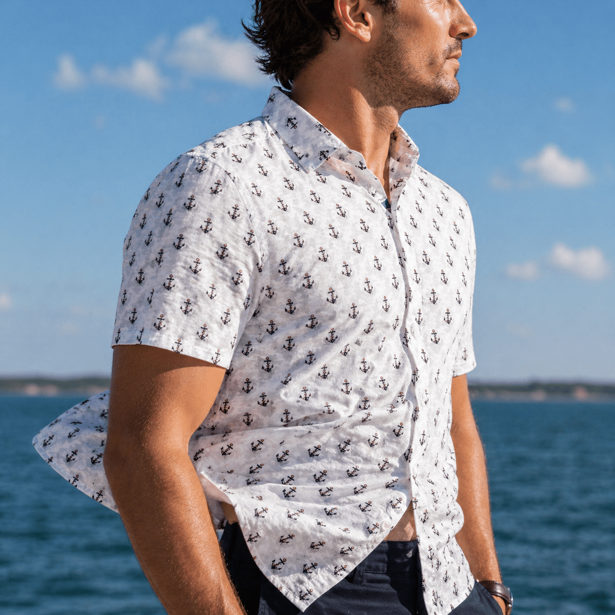 Anchors and Flags Woven Shirt - Buoy & Boat - Short Sleeve Woven - 