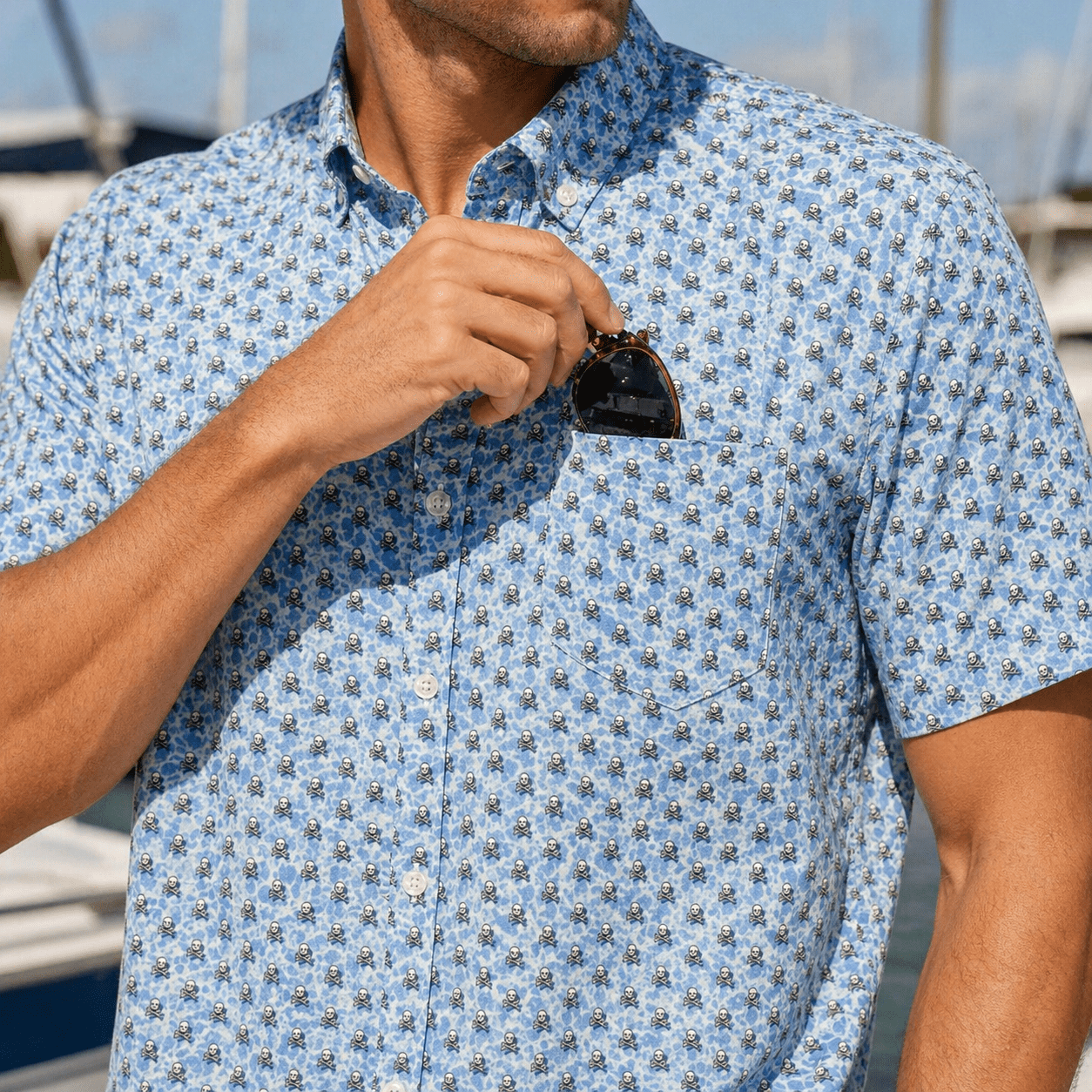 Water Skulls Woven Shirt - Buoy & Boat - Short Sleeve Woven - 