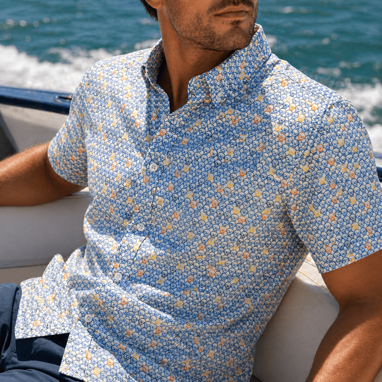 Skulls Woven Shirt - Buoy & Boat - Short Sleeve Woven - 