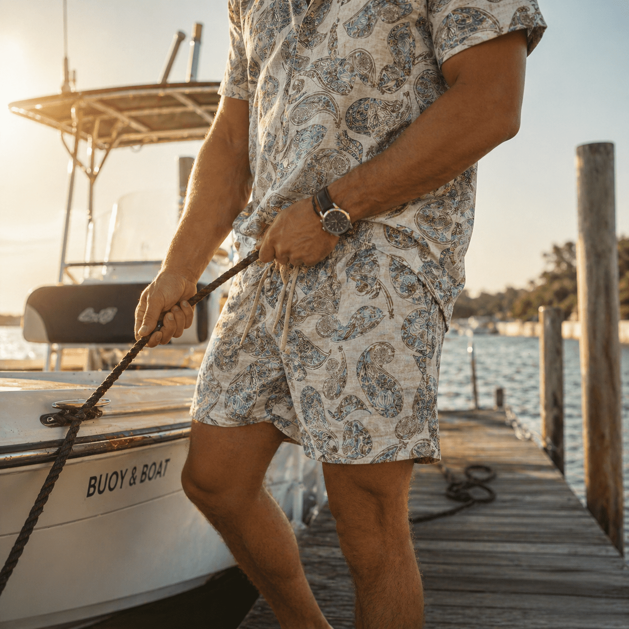 Paisley Time Swim Trunks - Buoy & Boat - Swim Trunks - Tan