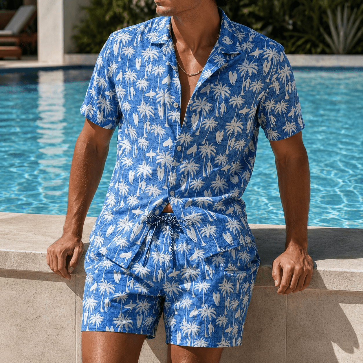 Surf Palm Swim Trunks - Buoy & Boat - Swim Trunks - Blue