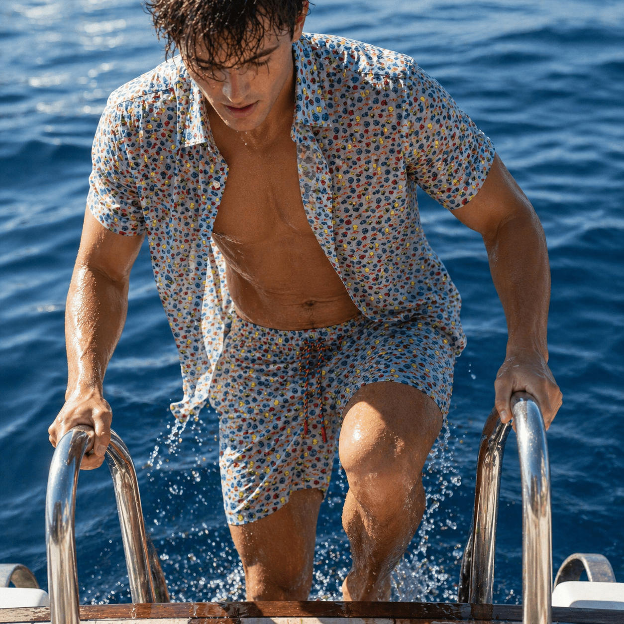 Aquarium Swim Trunks - Buoy & Boat - Swim Trunks - Blue