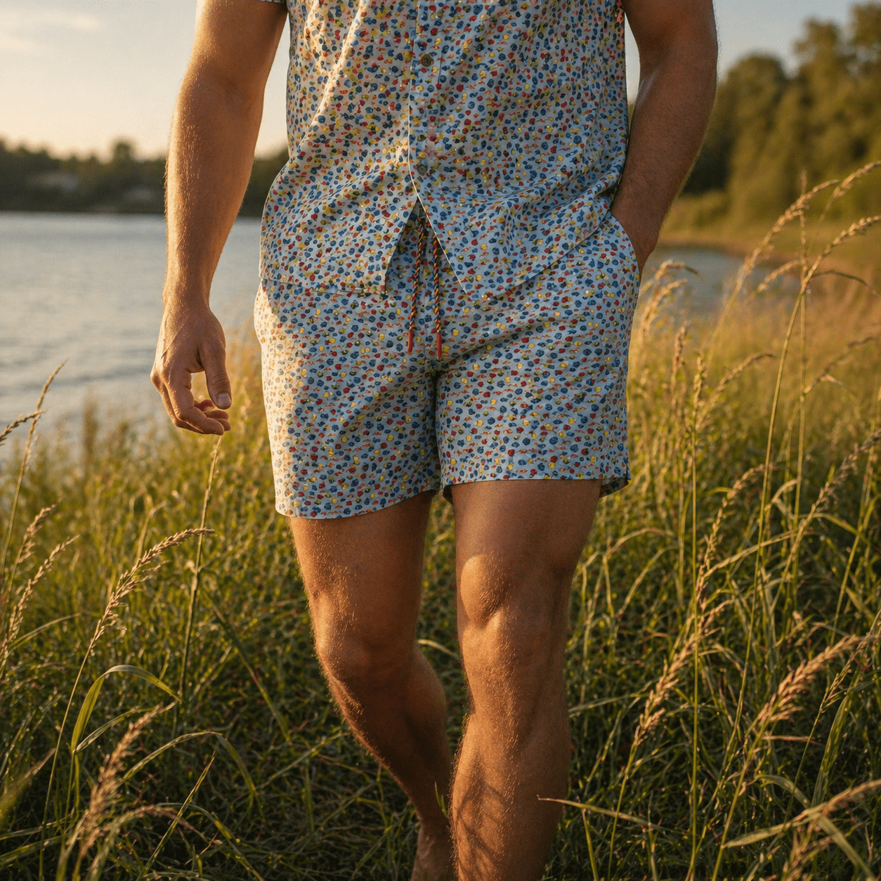 Aquarium Swim Trunks - Buoy & Boat - Swim Trunks - Blue