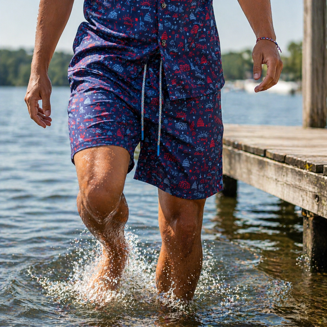 Lady Liberty Swim Trunks - Buoy & Boat - Swim Trunks - 