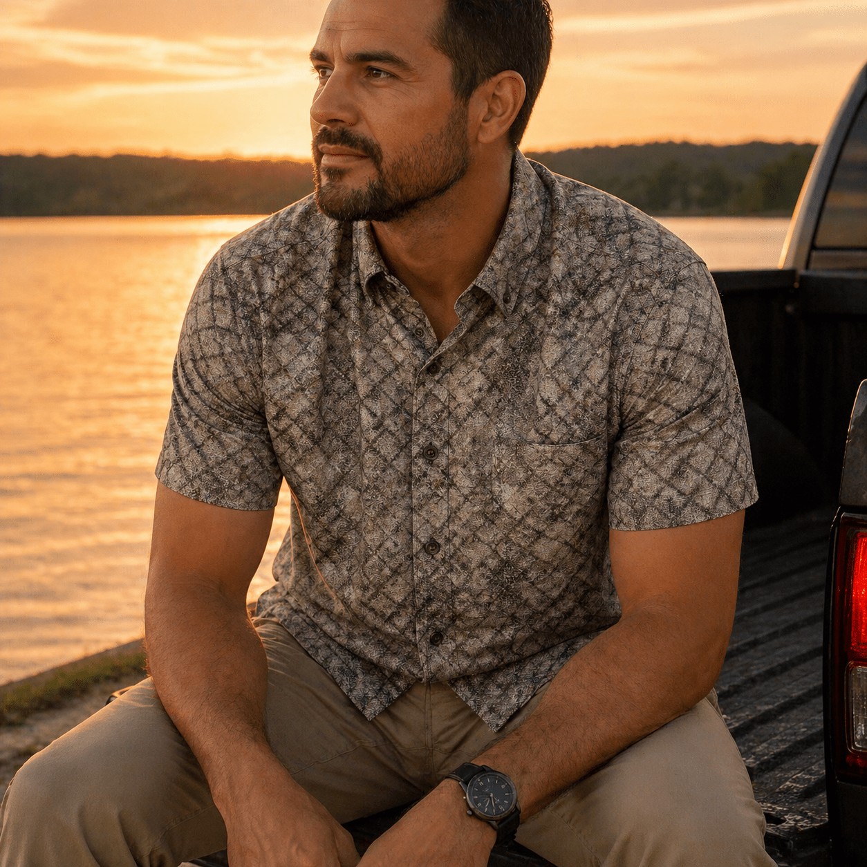 Oxford Diamonds Woven Shirt - Buoy & Boat - Short Sleeve Woven - tan