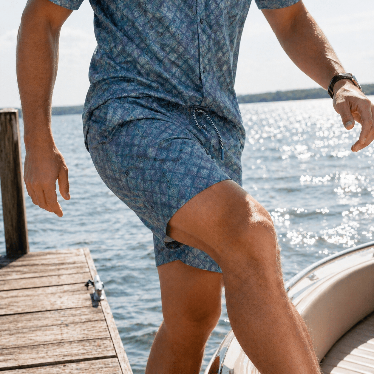 Oxford Diamonds Swim Trunks - Buoy & Boat - Swim Trunks - Teal