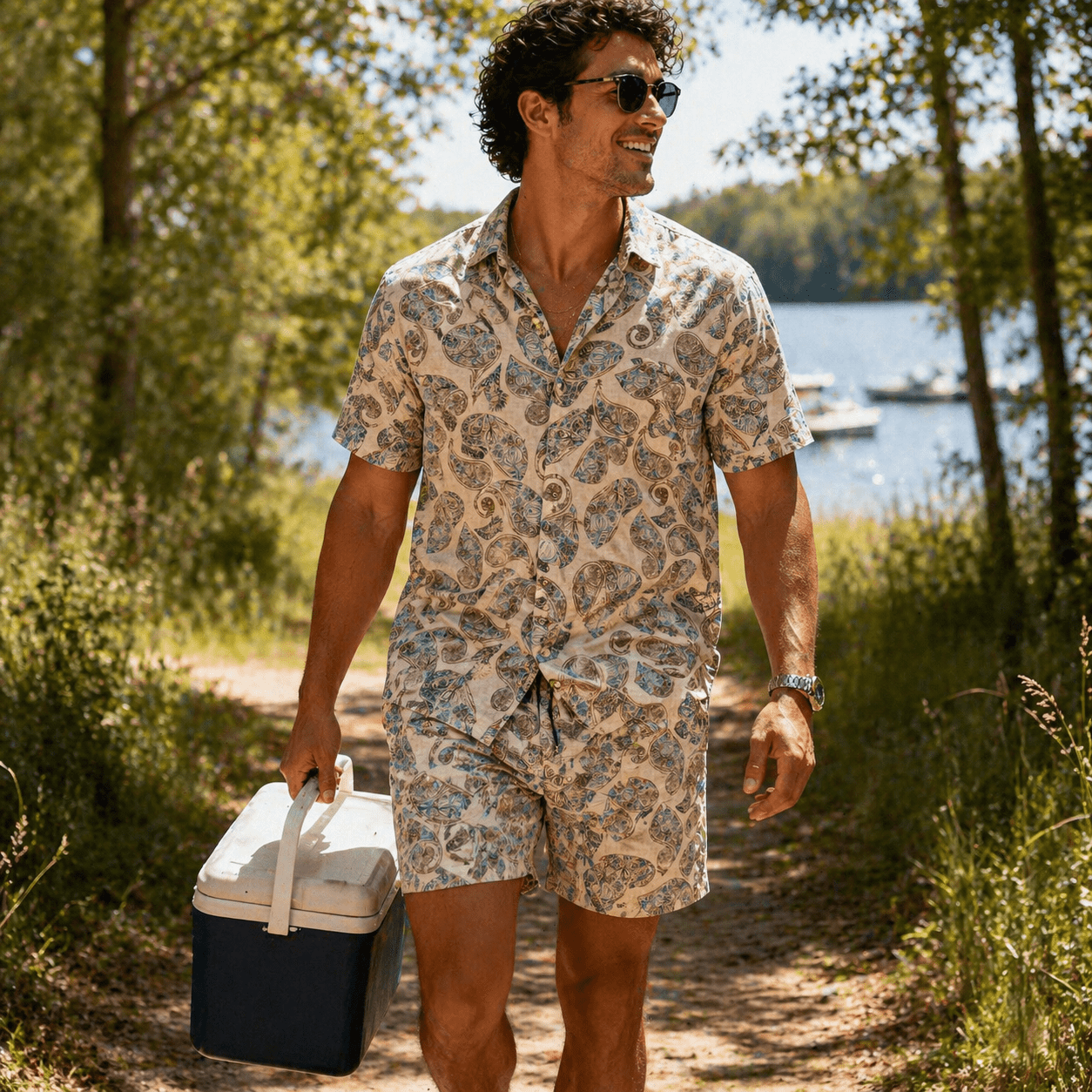 Paisley Time Swim Trunks - Buoy & Boat - Swim Trunks - Tan