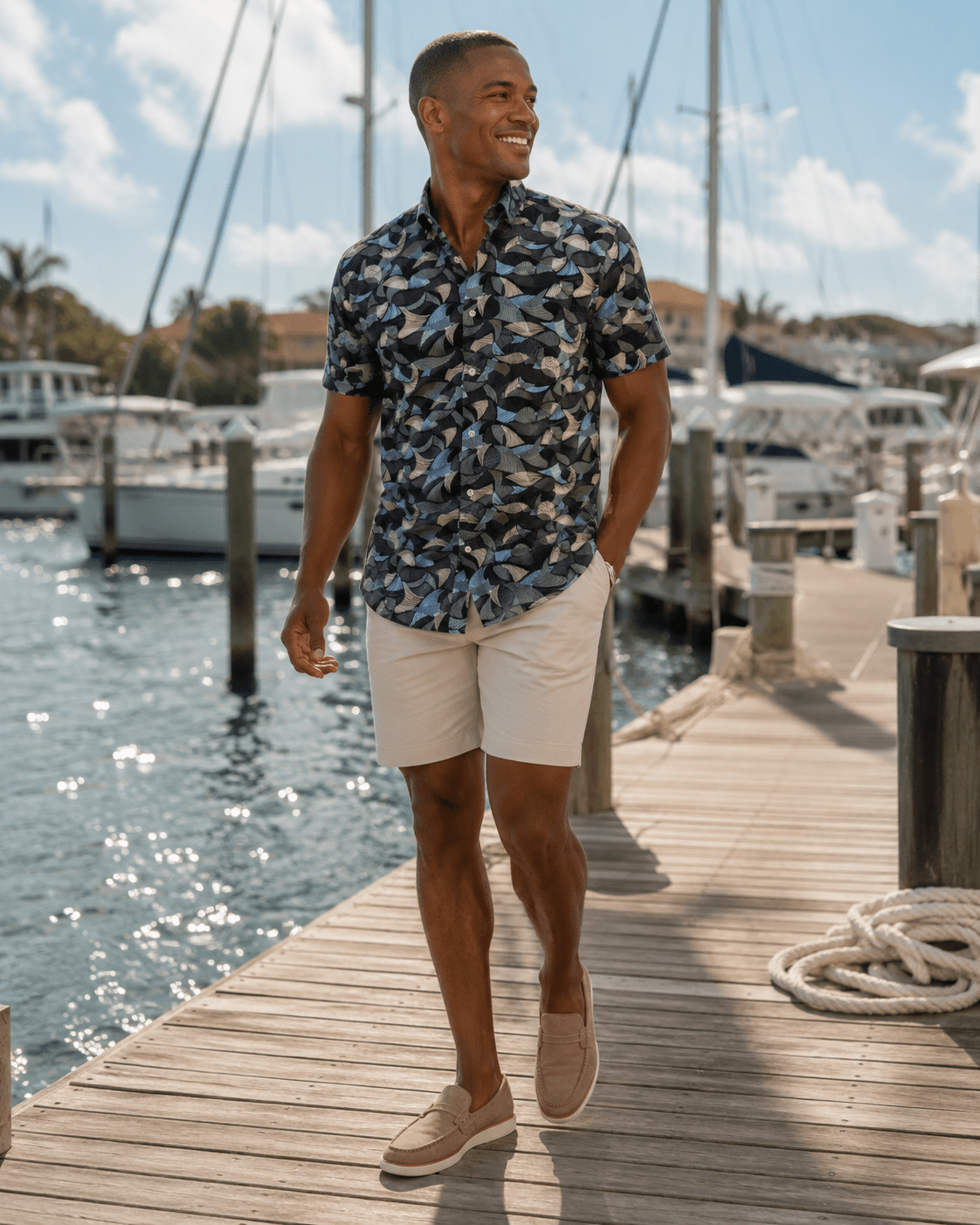 Leaves & Layers Woven Shirt – Black - Buoy & Boat - Short Sleeve Performance Button Down - Black