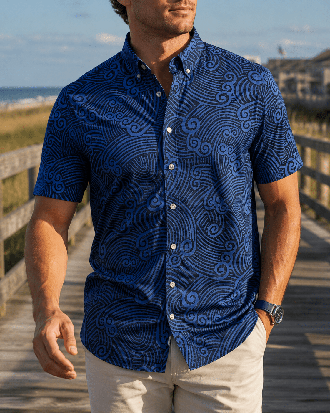 Ripcurl Woven Shirt - Navy - Buoy & Boat - Short Sleeve Performance Button Down - Navy
