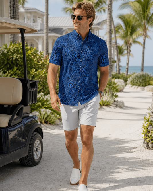 Ripcurl Woven Shirt - Navy - Buoy & Boat - Short Sleeve Performance Button Down - Navy