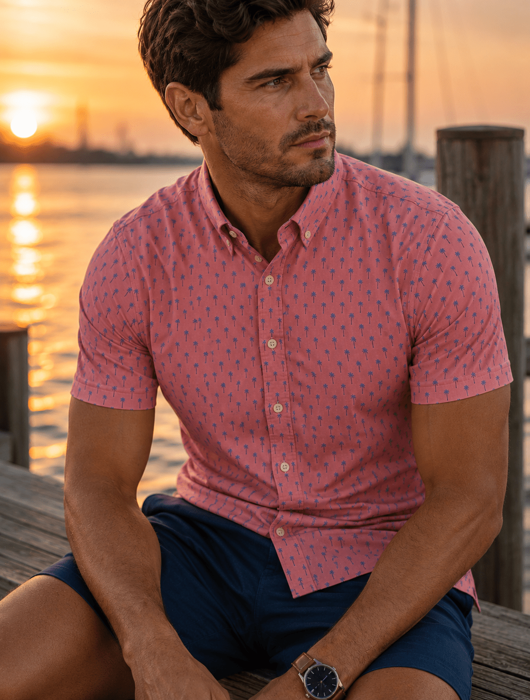 Palm Village Woven Shirt – Pink - Buoy & Boat - BuoyBoat - Pink
