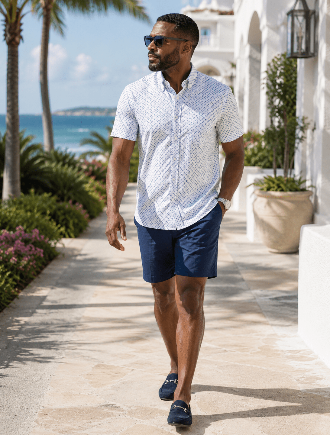 Whose At The Wheel Woven Shirt - White - Buoy & Boat - Short Sleeve Performance Button Down - White