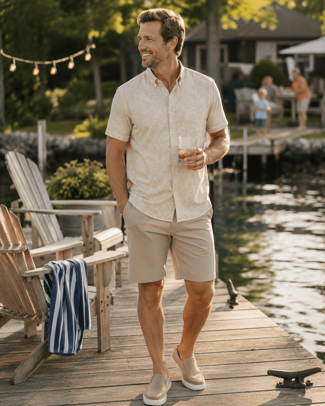 Shells and Shells Woven Shirt - Ivory - Buoy & Boat - Short Sleeve Performance Button Down - Beige