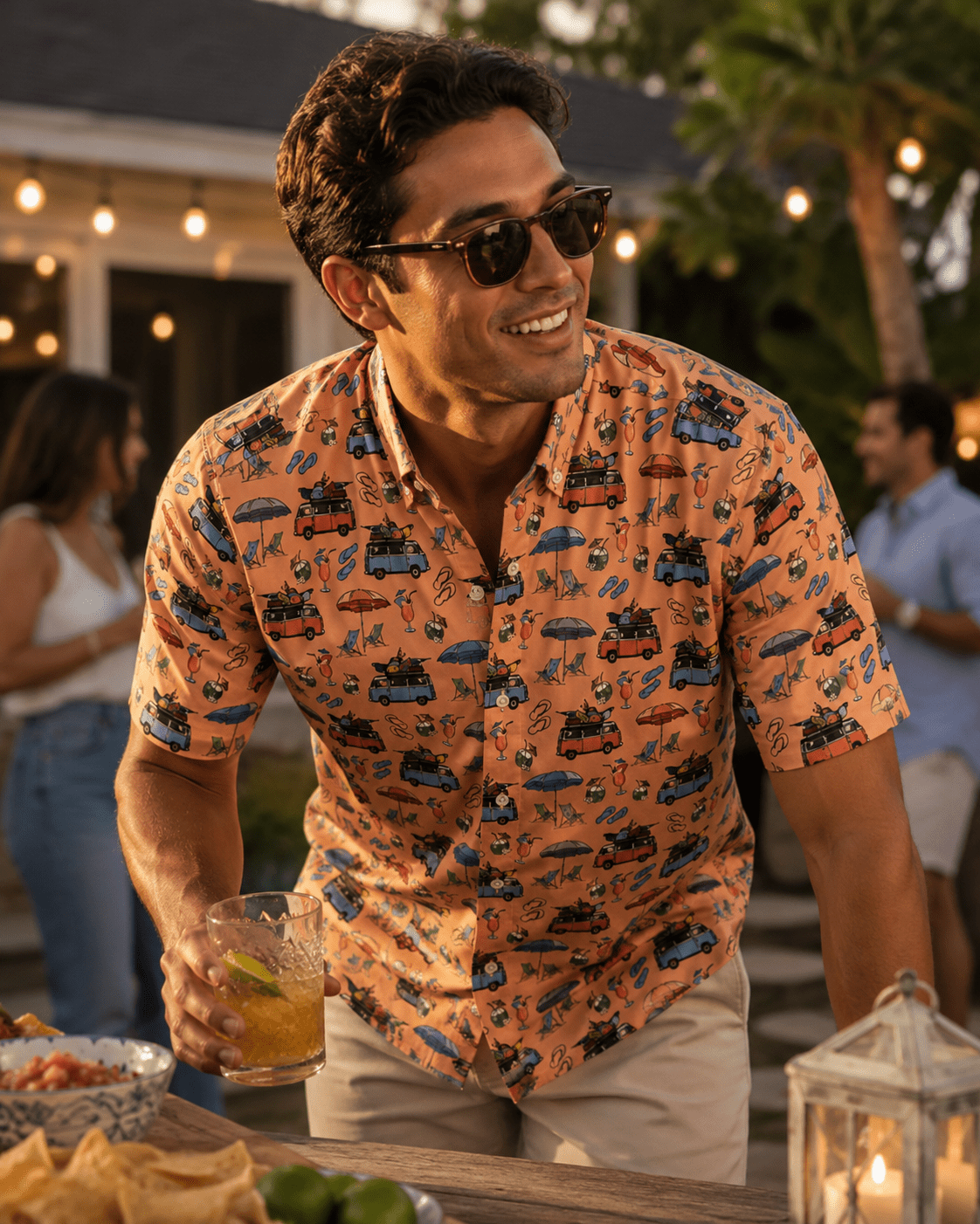 Beach Day Woven Shirt - Peach - Buoy & Boat - Short Sleeve Performance Button Down - Peach