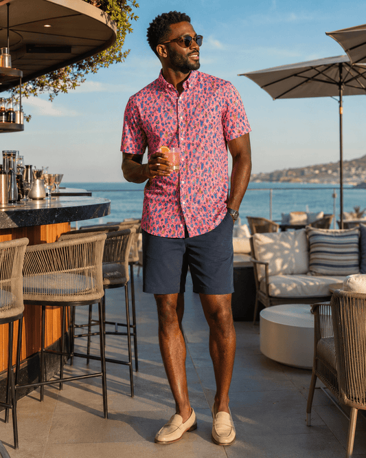 Tropical Drinks Woven Shirt - Melon - Buoy & Boat - Short Sleeve Performance Button Down - Melon