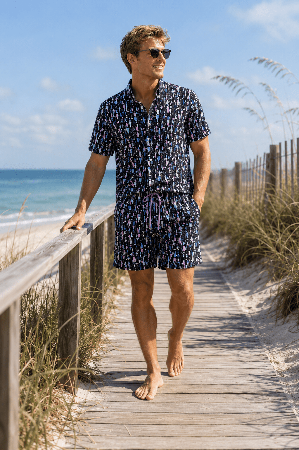 Bottles and Glasses Swim Trunks - Black - Buoy & Boat - Swim Trunks - Black
