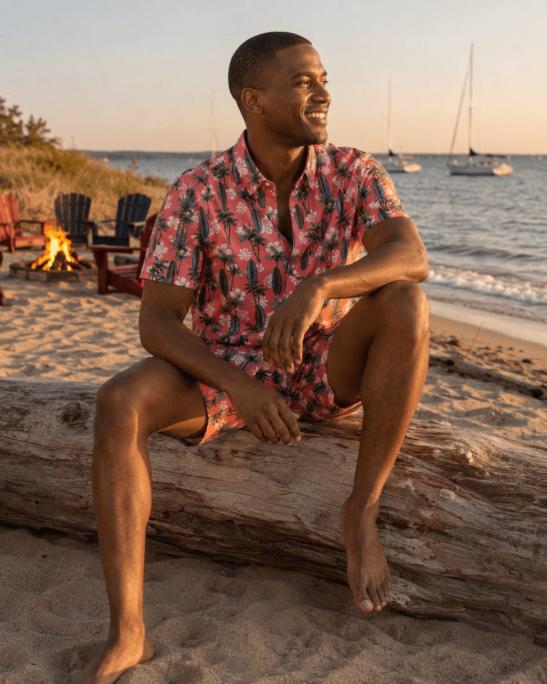 Tropical Surf Swim Trunks - Coral - Buoy & Boat - Swim Trunks - Coral