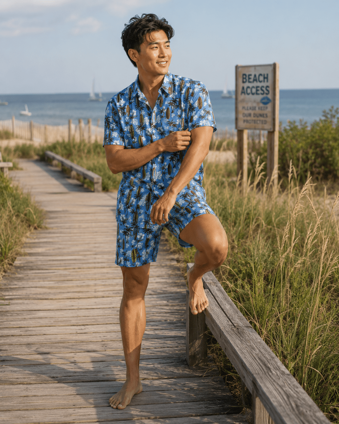 Tropical Surf Swim Trunks - Blue - Buoy & Boat - Swim Trunks - Blue