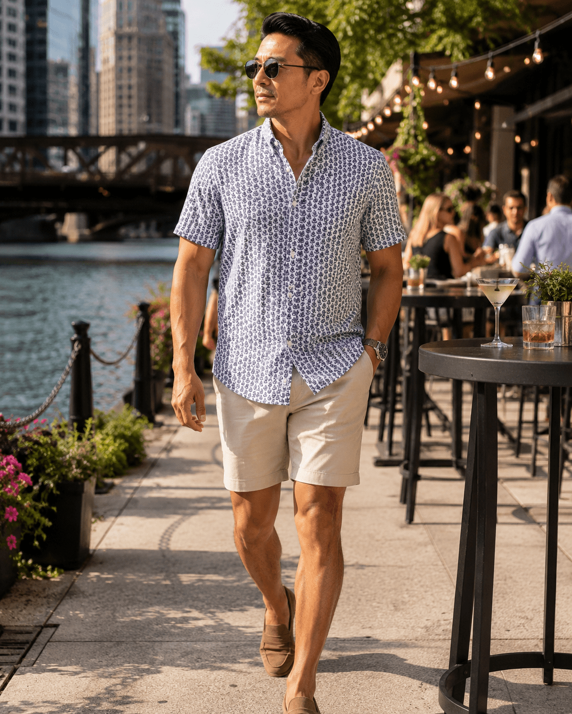 Skull Anchor Shadow Woven Shirt - White - Buoy & Boat - Short Sleeve Performance Button Down - White