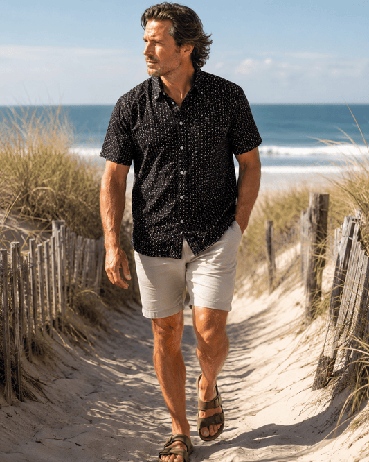 Skull Anchor Shadow Woven Shirt - Black - Buoy & Boat - Short Sleeve Performance Button Down - Black