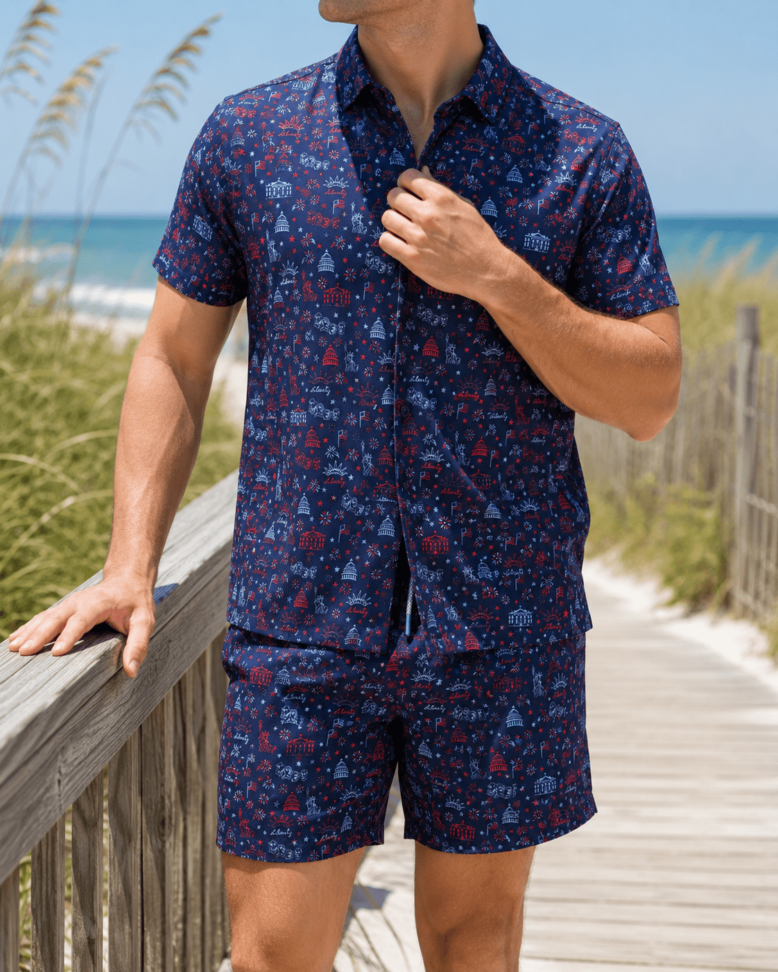 Lady Liberty Swim Trunks - Buoy & Boat - Swim Trunks - Navy